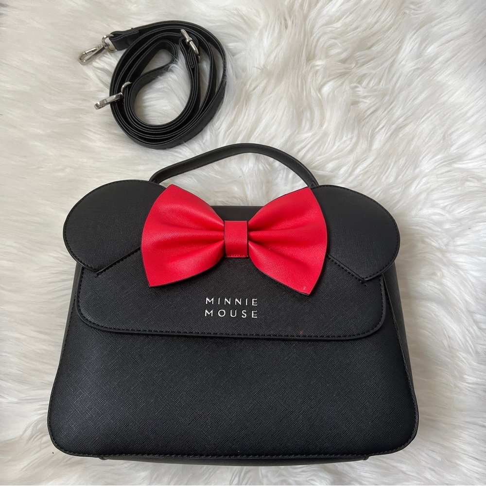 Like New Disney Loungefly Minnie Mouse Ears Black Crossbody Bag